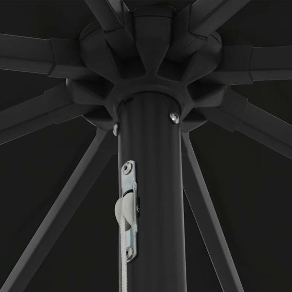 Garten-Sonnenschirm mit LED-Lichtern ø395x245 cm, Schwarz