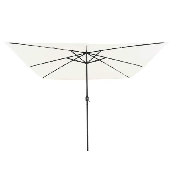 Quadrat Gartenparasol mit LED-Lichtern 295x245 cm Sandweiß