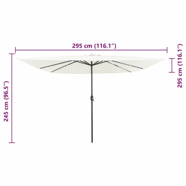 Quadrat Gartenparasol mit LED-Lichtern 295x245 cm Sandweiß