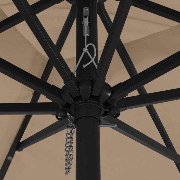 Quadrat-Gartenregenschirm mit LED-Lichtern 295x245 cm Taupe