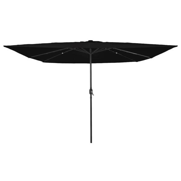 ARDEBO.de - Gartenparasol Quadrat mit LED-Leuchten 295x245 cm Schwarz
