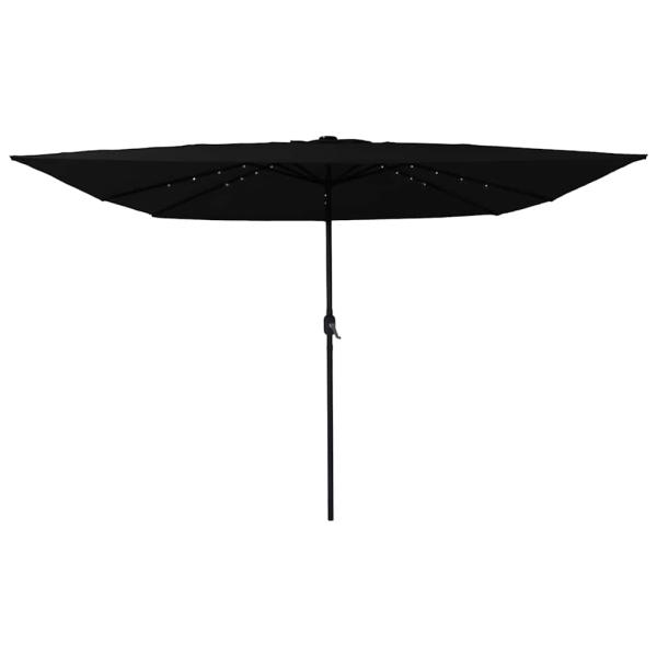 Gartenparasol Quadrat mit LED-Leuchten 295x245 cm Schwarz