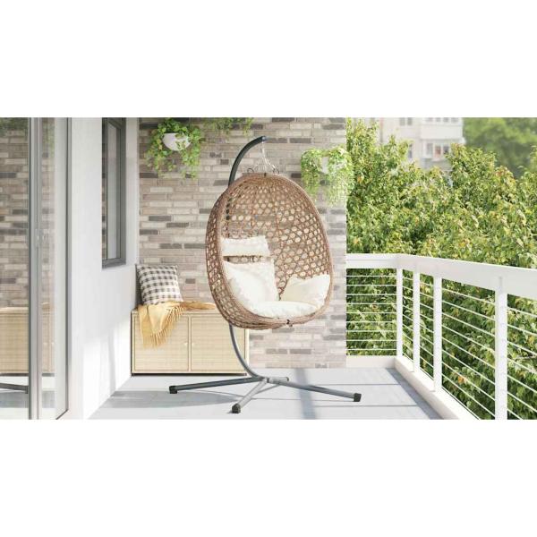 Hängendes Ei-Stuhl Poly-Rattan 104 x 100 x 191 cm Hellcreme