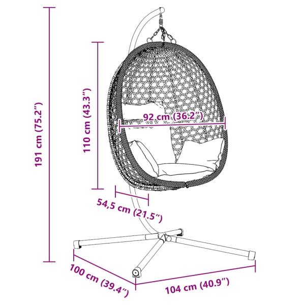 Hängender Eierstuhlkorb mit Stand Kaffee Poly Rattan