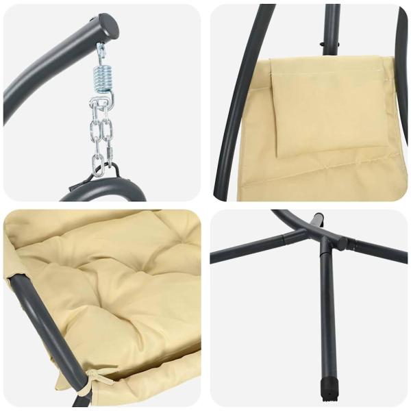 Hängestuhl mit Gestell und Kissen Beige Stahl