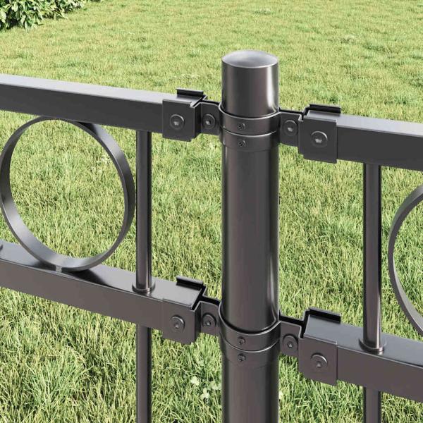 Zaunpaneele mit Kreis Grau Stahl 1,7 x 0,8 m Robust Zaunpanel