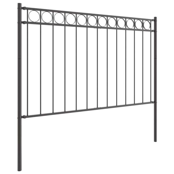 Zaunpaneele mit Kreis Grau Stahl 1,7 x 0,8 m Robust Zaunpanel
