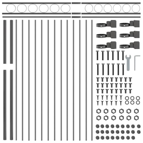 Zaunpaneele mit Kreis Grau Stahl 1,7 x 0,8 m Robust Zaunpanel