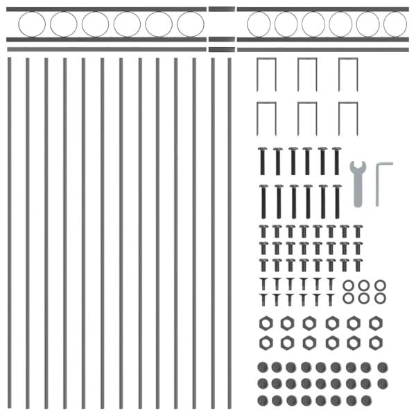 Zaunpanel in Grau 1,7x0,8 m aus Stahl