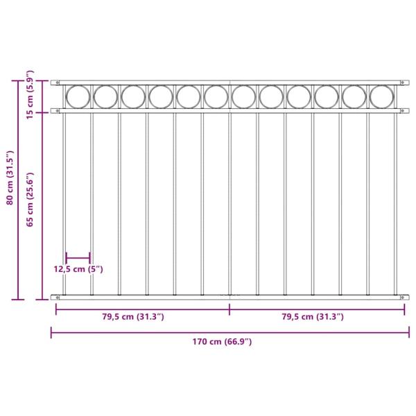 Zaunpanel in Grau 1,7x0,8 m aus Stahl