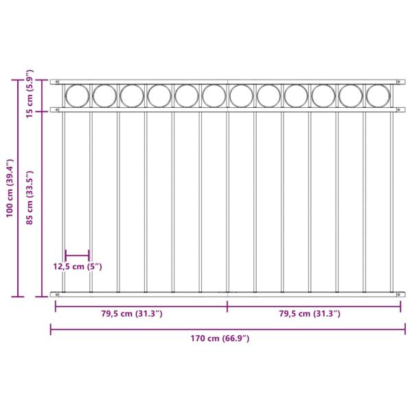 Zaunpaneel grau 1,7x1 m aus Stahl