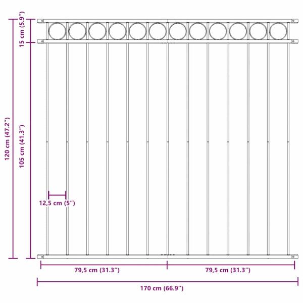 Zaunpanel Grau 1,7x1,2 m Stahl