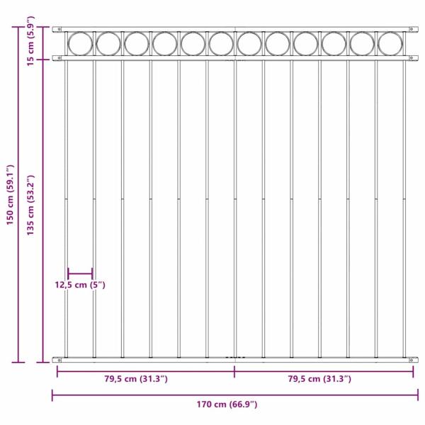 Grauer Stahlzaun 1,7 x 1,5 m