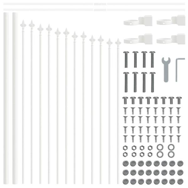 Gartenzaun mit Bogenoberteil in Weiß, 1,7 x 0,75 m, aus Stahl