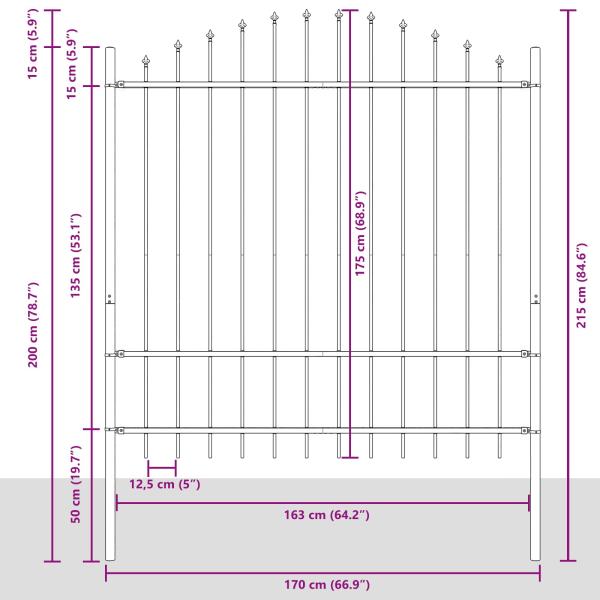 Gartenzaun mit Rundbogen Weiß 1,7x1,75 m aus Stahl