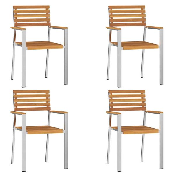 Set von  Gartenstühlen Naturbraun und Silber