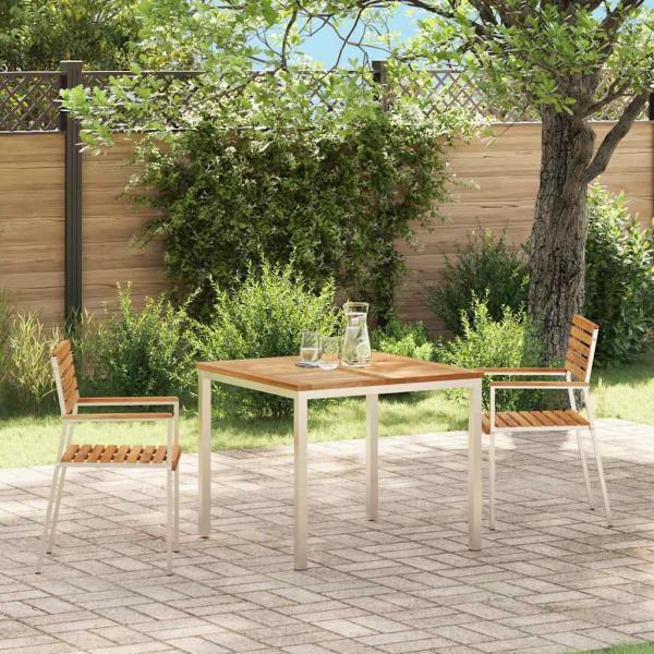 ARDEBO.de - Stapelbare Gartenstühle 2 Stück Massivholz Teak und Stahl