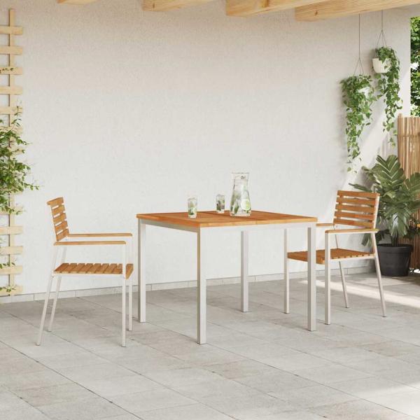 Stapelbare Gartenstühle 2 Stück Massivholz Teak und Stahl