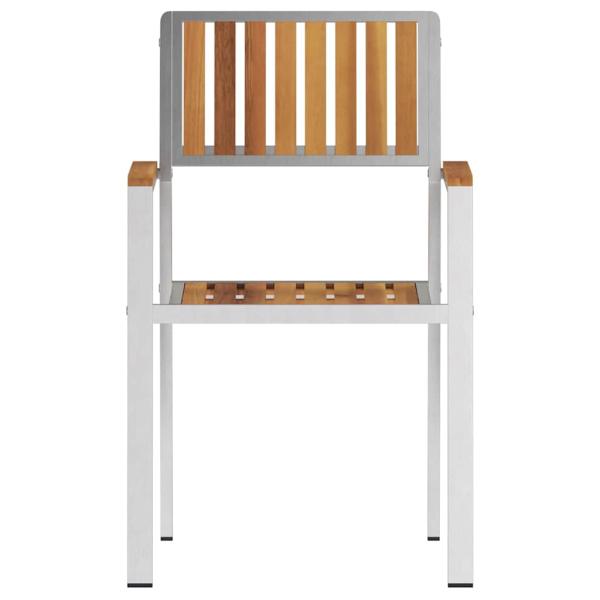 Gartenstuhlset Silber, Braun Akazienholz, Stahl Standard