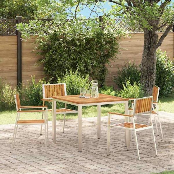 ARDEBO.de - Gartenstühle Set Silber Massivholz Akazie Standard Langlebig