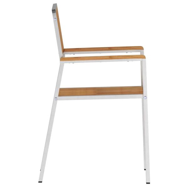 Stapelsessel 4 Stück Massivholz Teak und Metall