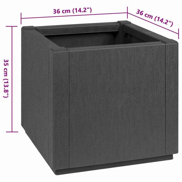 Gartenpflanzer dunkelgrau 36x36x35 cm aus PP