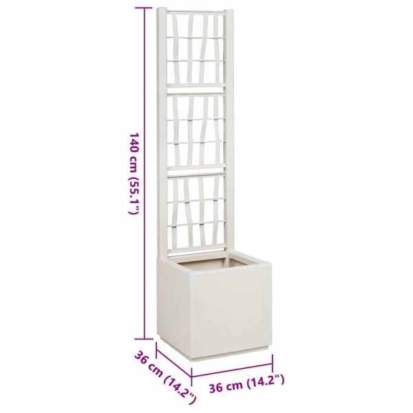 Gartenpflanzer mit Gitter Weiß 36x36x140 cm PP