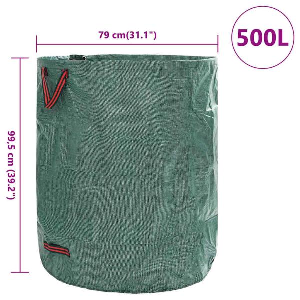 Gartenabfalltaschen mit Griffen 12 Stück Faltbar Rund Grün 500 L