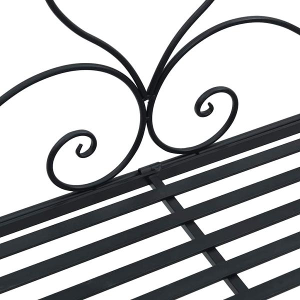 Schwarze Gartenbank Schwarz Metall Groß Dekorative Intarsien
