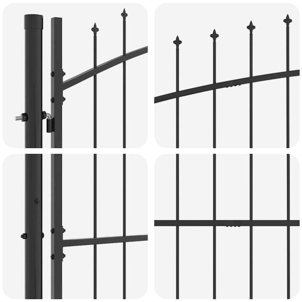 Gartentor mit Spitzdach Doppelschwing Grau 150x300 cm Stahl