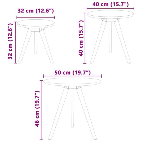 Couchtischset aus massivem Walnuss- und Spanholz