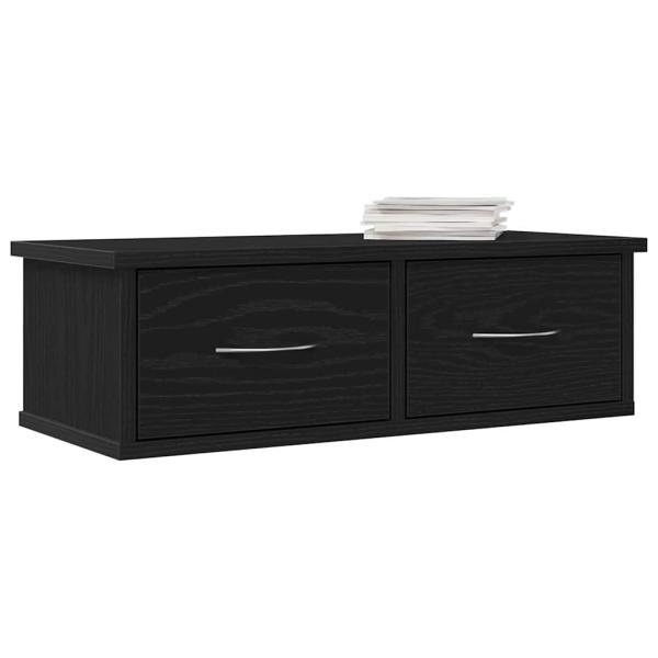 Wandmontiertes Schubladenregal Schwarz Eiche 60x26x18,5cm Holzwerkstoff