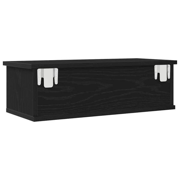 Wandmontiertes Schubladenregal Schwarz Eiche 60x26x18,5cm Holzwerkstoff