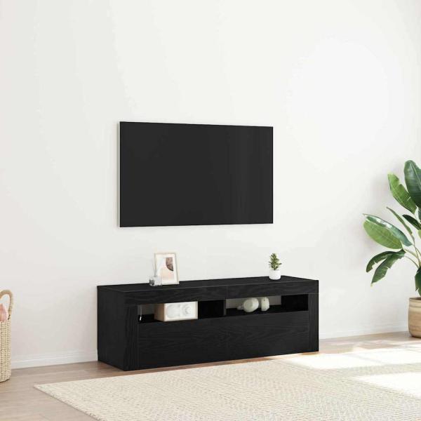 ARDEBO.de - TV-Schrank mit LED Schwarz Eiche 120x35x40 cm Holzwerkstoff