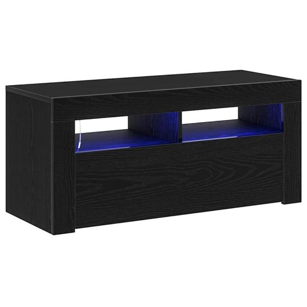 TV-Schrank mit LED Schwarz Eiche 90x35x40 cm Holzwerkstoff