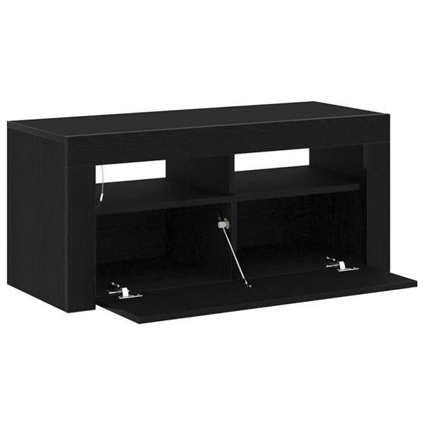 TV-Schrank mit LED Schwarz Eiche 90x35x40 cm Holzwerkstoff