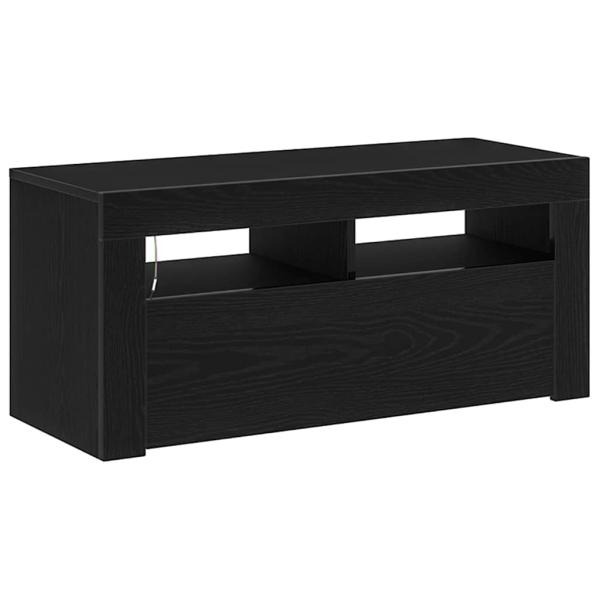 TV-Schrank mit LED Schwarz Eiche 90x35x40 cm Holzwerkstoff