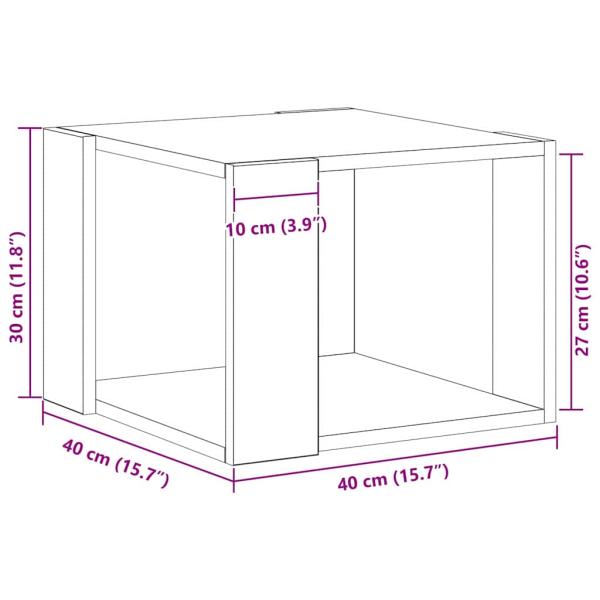 Couchtisch Schwarze Eiche 40x40x30 cm Ingenieurholz