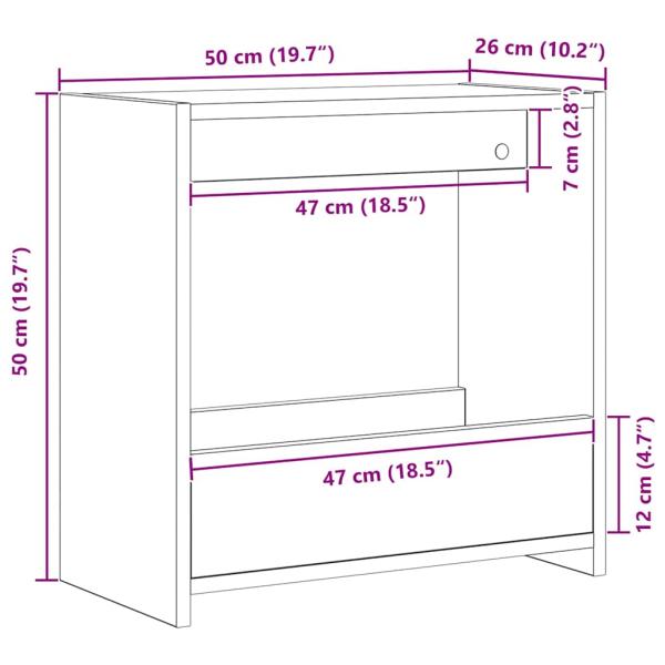 Beistelltisch Schwarzes Eichenholz 50x26x50 cm Werkstoff
