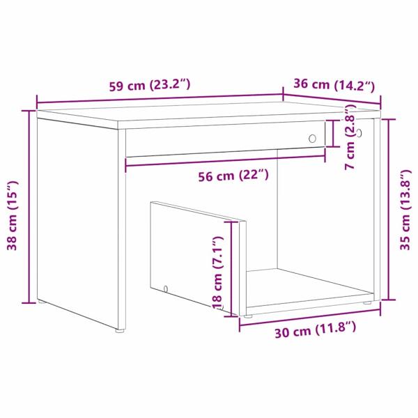 Beistelltisch Schwarzer Eichenholz 59x36x38 cm Holzwerkstoff
