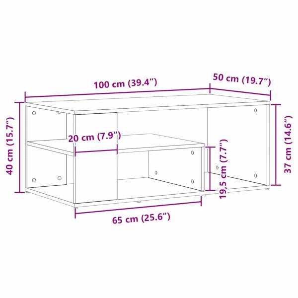 Couchtisch Schwarz Eiche 100x50x40 cm Holzwerkstoff