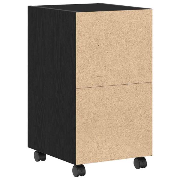 Sideboard mit Rollen aus schwarzem Eichenholz 33x38x60 cm aus Holzwerkstoff