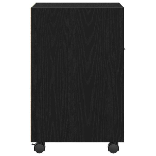 Sideboard mit Rollen aus schwarzem Eichenholz 33x38x60 cm aus Holzwerkstoff