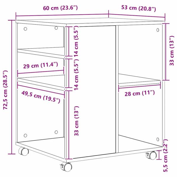 Aufbewahrungsschrank Schwarz Eichenholz 60x53x72,5 cm Holzwerkstoff