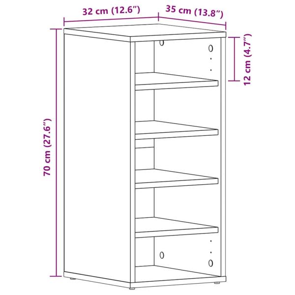 Schuhschrank 2er Set Schwarz Eiche 32x35x70 cm Holzwerkstoff