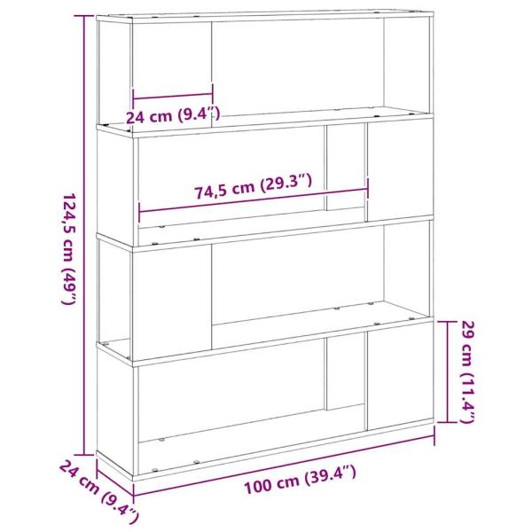 Bücherregal Schwarz Eiche 100x24x124 cm Holzwerkstoff