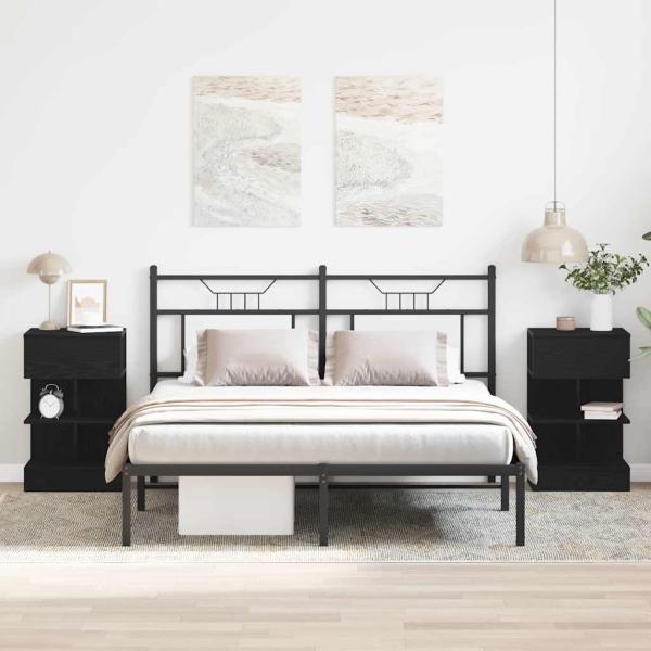 ARDEBO.de - Nachttisch 2 Stück Schwarz Eiche 40x35x65 cm Holzwerkstoff