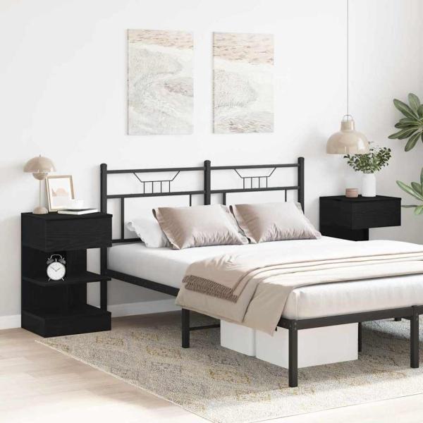 Nachttisch 2 Stück Schwarz Eiche 40x35x65 cm Holzwerkstoff