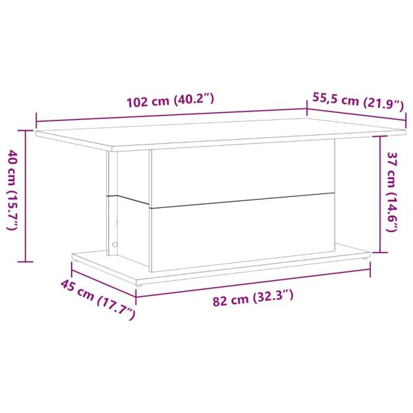 Couchtisch Schwarz Eiche 102x55,5x40 cm aus Holzwerkstoff