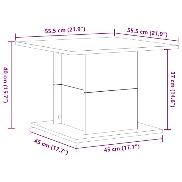Couchtisch schwarzes Eichenholz 55,5x55,5x40 cm Holzwerkstoff